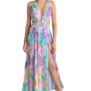 NWT Rococo Sand Ivy Floral Maxi Dress Butter Yellow and Lavender Size Small